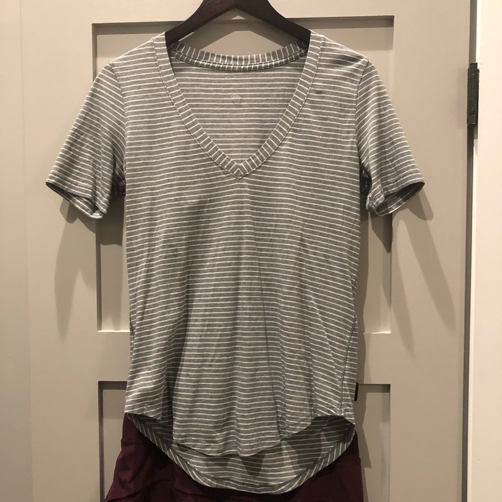Love Tee, Gray/white stripe